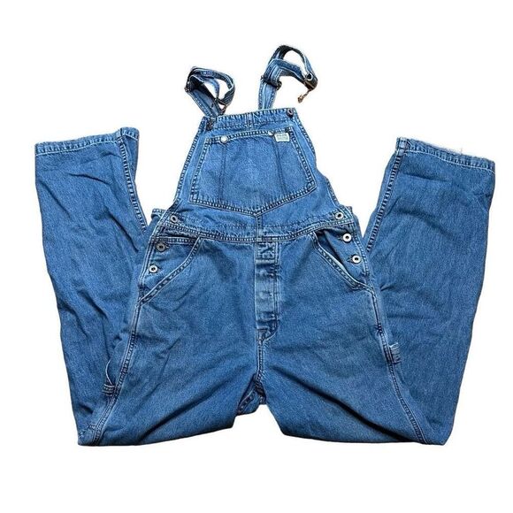 Vintage Guess Bib Overalls Light Blue Wash Denim Adjustable Straps USA Made Size - Picture 1 of 4